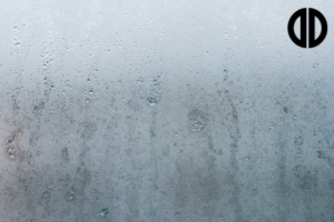 Close up of a fogged window